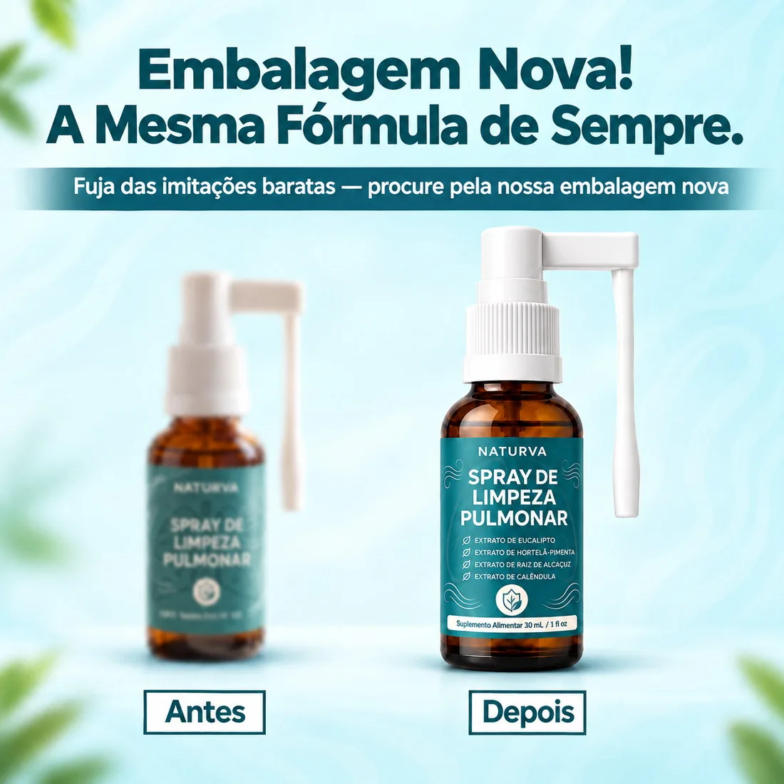 Naturva™ Spray de Limpeza Pulmonar: embalagem nova, mesma fórmula de sempre