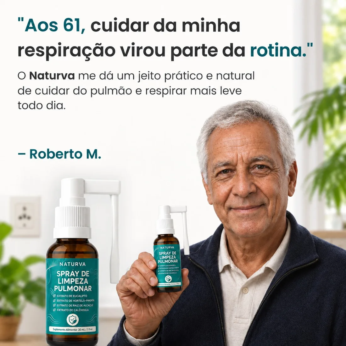 Depoimento de cliente sobre respirar melhor com o Naturva™